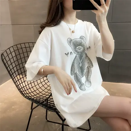 2023夏季新款韩版宽松短袖t恤女卡通小熊减龄款洋气百搭短袖上衣图片