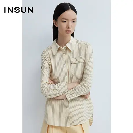 INSUN恩裳春季条纹印花棉质衬衫商品大图