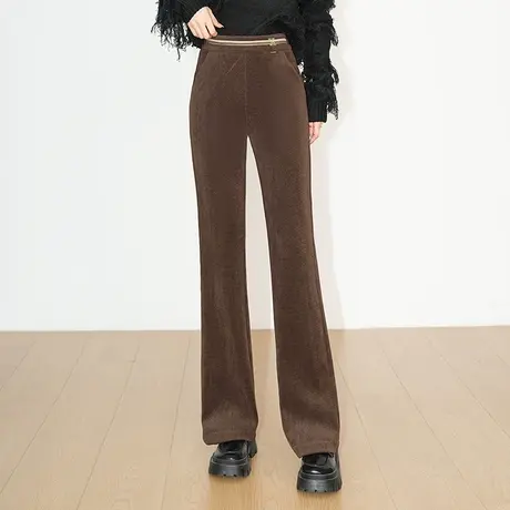 时尚微喇直筒裤女秋季2023新款高腰显瘦通勤长裤垂感百搭休闲裤子图片