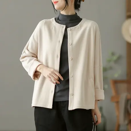 dza 文艺复古宽松短款休闲外套女士春秋新款百搭夹克上衣长袖开衫图片