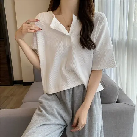 港味chic复古大码t恤女oversize宽松显瘦上衣ins潮半袖小众短袖夏商品大图