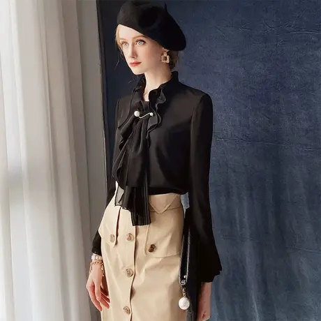 【直播】粉红大布娃娃时尚设计感淑女新潮衬衫商品大图