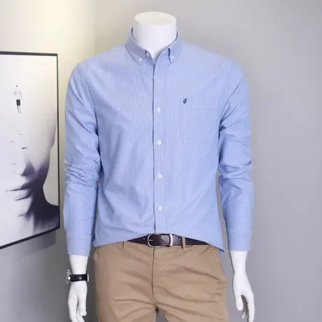 衬衫男长袖2023秋季休闲男士纯棉牛津纺潮流宽松衬衣图片