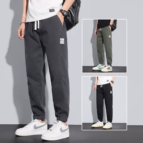 夏季薄款工装休闲裤男士束脚宽松紧腰2023新款夏天九分青少年男款商品大图