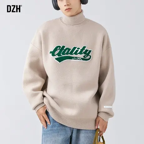 男士内搭秋冬卡其色高领毛衣男冬季打底衫2024新款针织衫外套男款商品大图