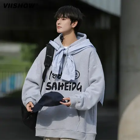 VIISHOW卫衣男春秋简约百搭vintage外套宽松bf慵懒风连帽上衣国潮商品大图