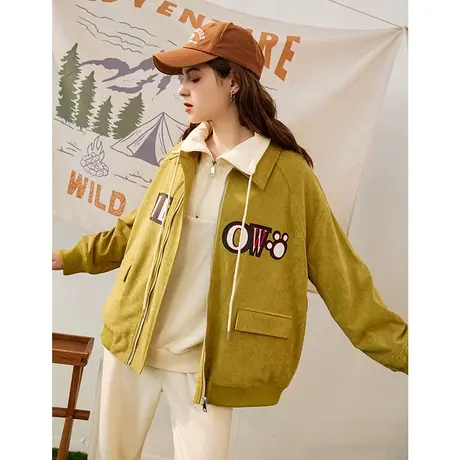 a02百搭宽松2024春季新款灯芯绒炸街休闲棒球女式外套图片