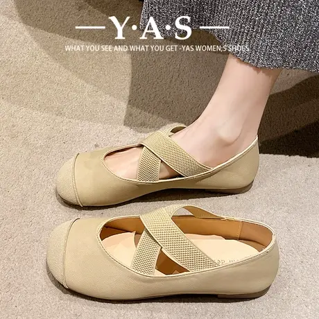 达芙妮平底玛丽珍鞋女2024新款春季复古休闲交叉绑带芭蕾单鞋潮商品大图