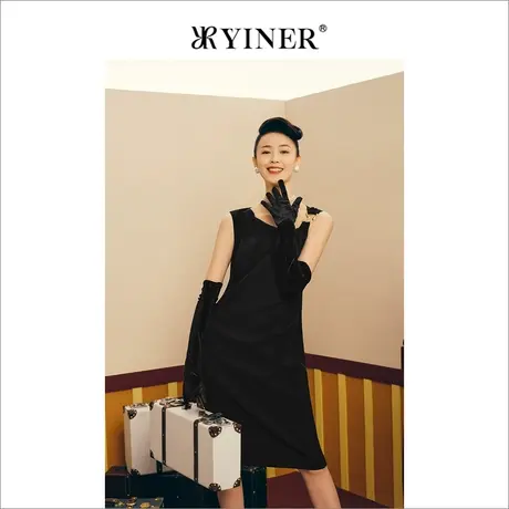 【1996系列】YINER音儿女装夏季法式收褶无袖优雅连衣裙商品大图