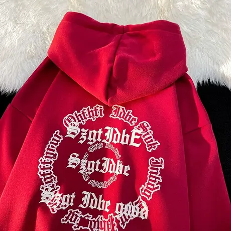 oversize连帽设计感卫衣女秋冬加绒加厚小众高街潮牌ins宽松外套商品大图