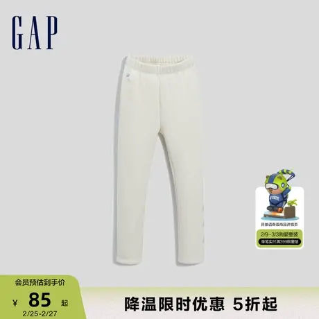 Gap女幼童冬季可爱小熊印花保暖抓绒打底裤儿童装运动长裤837321商品大图
