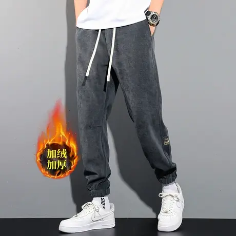 重磅灯芯绒裤子男秋冬季2023新款加厚束脚卫裤男士休闲运动长裤潮商品大图