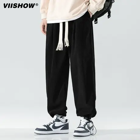 VIISHOW休闲裤男2024春新款宽松直筒运动卫裤男士灯芯绒裤子男款商品大图