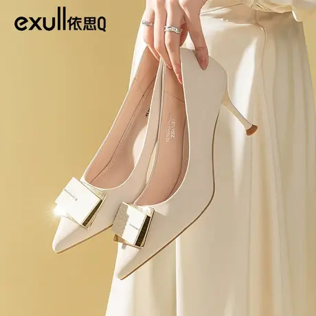 依思q小ck晚风法式高跟鞋女细跟浅口尖头单鞋气质名媛2023秋新款图片