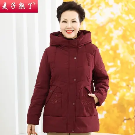 妈妈冬装棉衣新款连帽棉服上衣老人奶奶洋气大码棉衣上衣中年女装图片