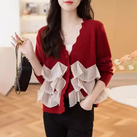 针织外套开衫女秋款女装2023年新款上衣小香风外搭开衫高级感毛衣图片