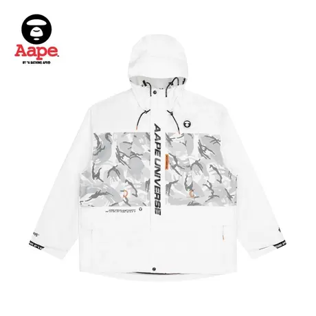 Aape旗舰店男装秋冬字母印花拼接经典休闲连帽外套7466XXH商品大图