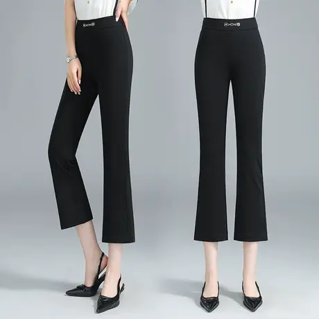 八分微喇叭裤女夏季薄款高腰显瘦黑色2023新款8分小个子西装裤图片