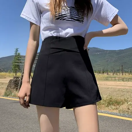 黑色性感高腰设计感西装短裤女夏款2023韩版小个子显瘦高级感热裤图片