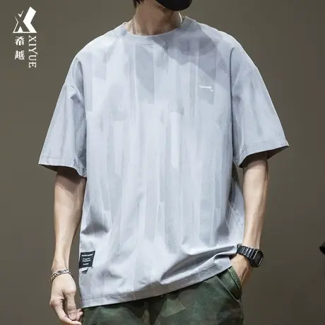 冰丝速干短袖t恤男宽松大码男装上衣夏季凉爽男士日系内搭打底衫商品大图