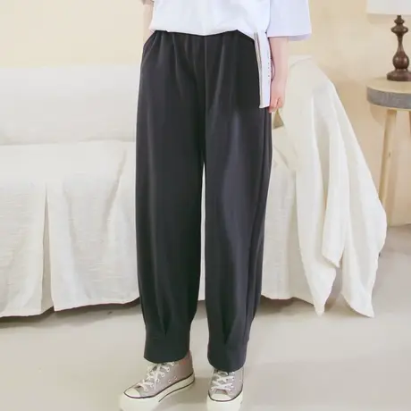 胖妹妹夏季2023新款复古针织舒服好穿的休闲裤大码宽松棉质束脚裤商品大图