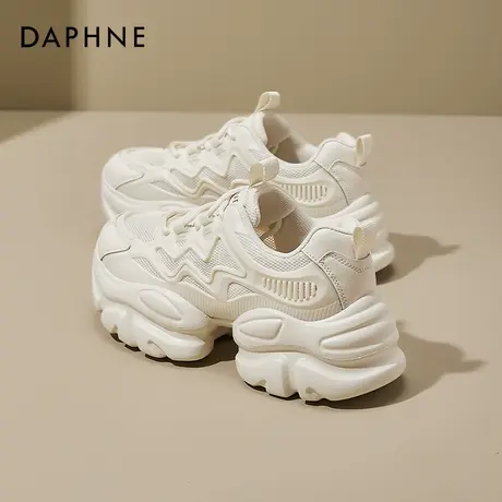 达芙妮白色厚底老爹鞋女2025新款夏季网面超火运动小白鞋透气女鞋商品大图