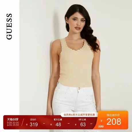 GUESS女士波浪边修身贴肤内搭针织衫-W4GZ30Z2Y72商品大图