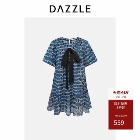 DAZZLE地素奥莱印花短袖连衣裙春夏装休闲裙子短裙女图片