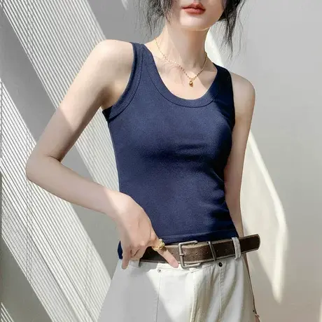 歌倍尚纯色吊带背心女2025夏季修身显瘦时尚简约衬衫内搭无袖上衣商品大图
