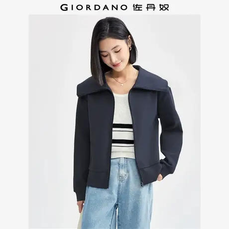 佐丹奴外套女装大翻领珠地针织休闲外套 05374878商品大图