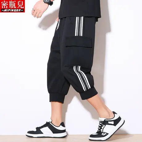密瓶儿工装七分裤男宽松夏季男士大码裤子休闲运动5分男裤青少年图片
