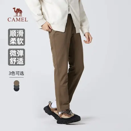 骆驼男装休闲裤男士2025新款秋季通勤弹力宽松亲肤黑色直筒长裤子商品大图