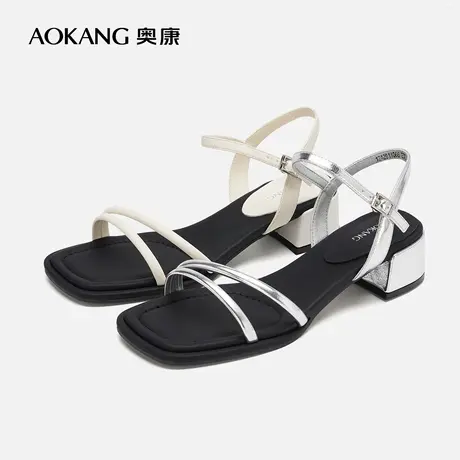 【门店发货】奥康女鞋 新款仙女风一字带配裙子宴会凉鞋图片