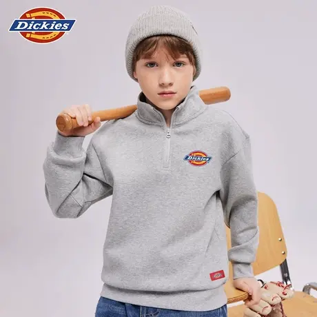 Dickies童装男童灰色卫衣春秋款儿童潮牌LOGO上衣女童早春套头衫A商品大图