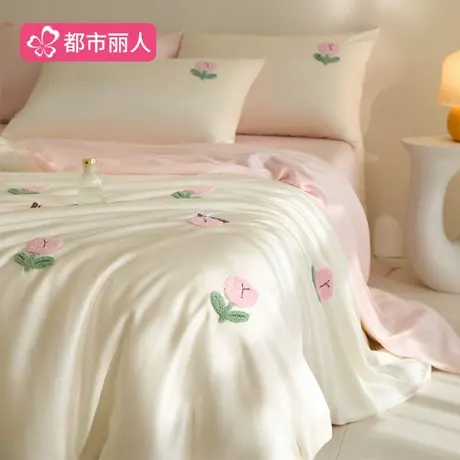 高级夏季冰丝四件套卧室床上用品丝滑裸睡少女床单被套三件套2025商品大图