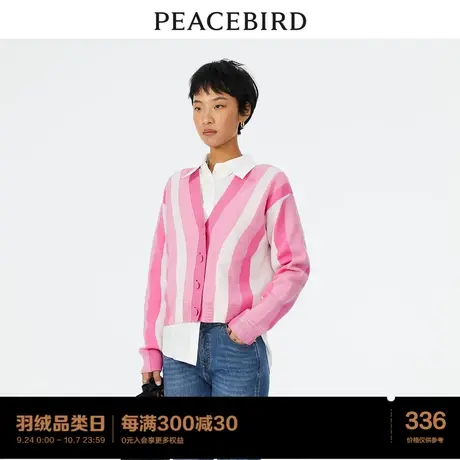 【商场同款】太平鸟女士时尚2023年春季新款V领条纹线开衫商品大图