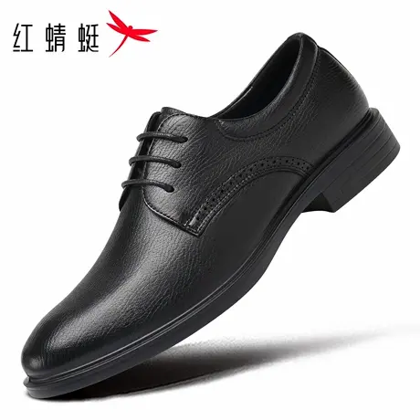 红蜻蜓男鞋秋冬新款鞋子男士软皮尖头休闲皮鞋男商务正装真皮羊皮商品大图