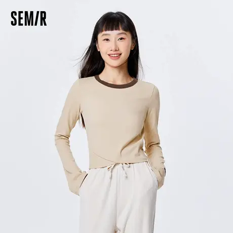森马长袖T袖女士时尚喇叭袖舒适打底衫修身柔美可外穿上衣新款XY图片