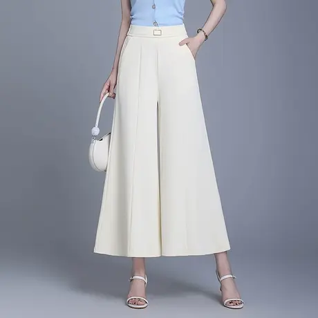 冰凉丝阔腿裤女夏季2025新款高腰宽松显瘦百搭垂感休闲裙裤九分裤图片