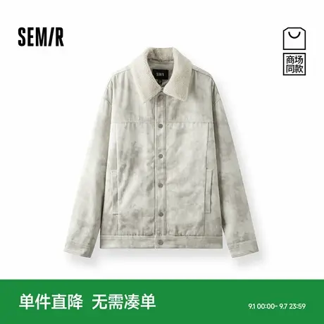 商场同款|森马牛仔外套男冬季仿羊羔毛翻领夹克2025新款街头复古商品大图