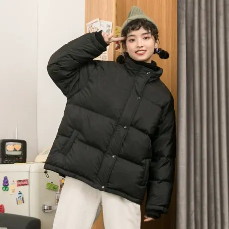 【6折清仓】工装黑色羽绒服女短款韩版小个子新款冬外套加厚宽松图片