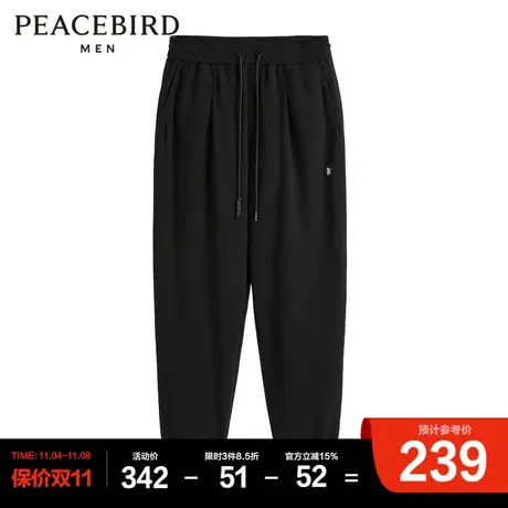 太平鸟男装奥莱  时尚简约华夫格卫裤男运动裤商品大图