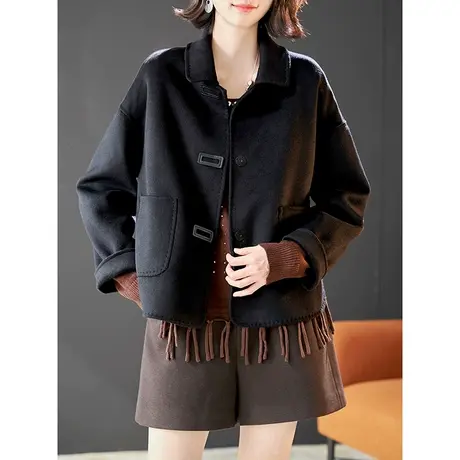 宝诗黎【新品价278元】宽松短款羊毛毛呢外套UV7212商品大图