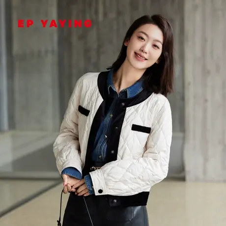 EP YAYING雅莹女装 黑白撞色小香风短款棉服 秋冬商场同款M102A图片