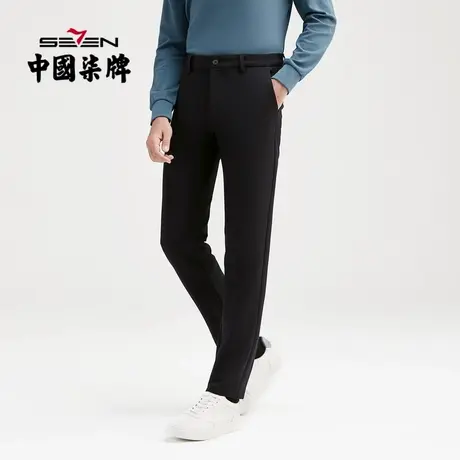柒牌男士休闲梭织长裤秋季新款时尚青年潮流高弹字母绣花直筒男裤商品大图