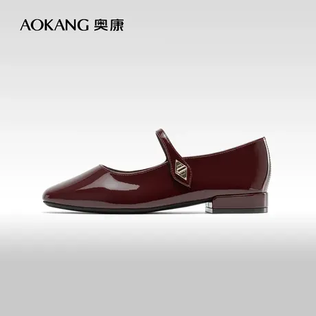奥康女鞋 秋季气质优雅舒适法式优雅玛丽珍单鞋平底复古气质百搭商品大图