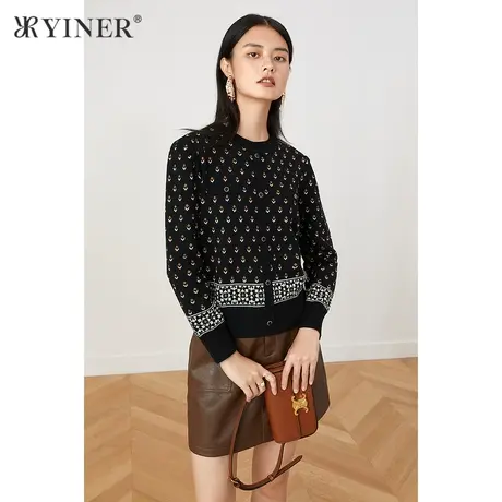 YINER音儿奥莱女装秋季时尚通勤休闲毛针织衫商品大图
