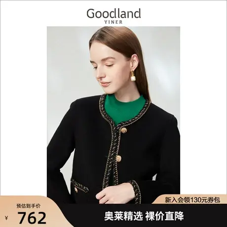 【千金风】音儿美地女装2023春季新款圆领短款羊毛双面呢外套商品大图