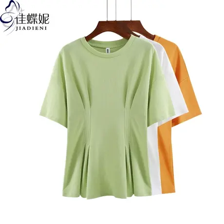 春夏季新款圆领短袖修身休闲打底衫体恤纯色女装上衣内搭韩版T恤商品大图