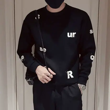 秋季男士卫衣外套圆领套头长袖潮流春秋款T恤体恤小众网红打底衫商品大图